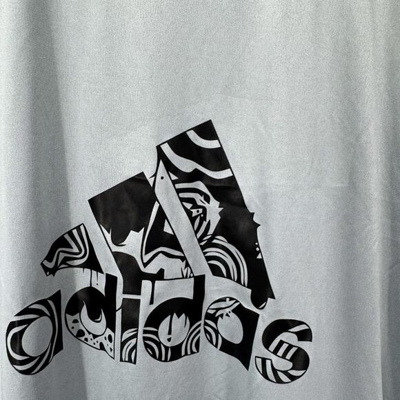 Adidas Men's Icon Short Sleeve T-Shirt Sz Large Gray Black Dry Fit Athletic Crew - Picture 4 of 7